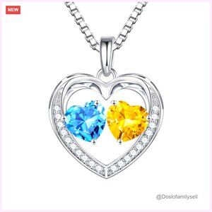 Sterling Silver Heart Birthstone Necklace Elegant Minimal Chic Anniversary Gift